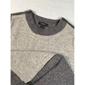 J.‎ Crew Two Tone Wool Sweater Zipper Detail Crewneck Casual Women's XS
